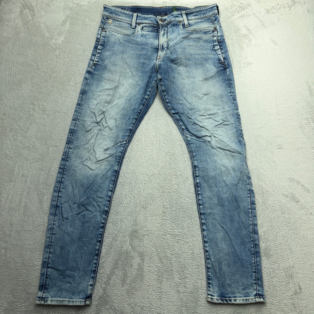 G-Star Raw Jeans Mens 33x32 Blue D-Staq 3D Slim Tapered Light Wash Moto Utility